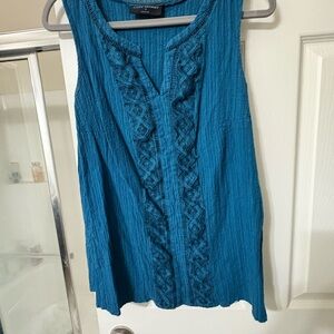 Lane Bryant Blue Textured Sleeveless Blouse